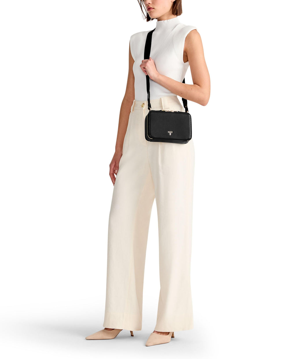 TUMI - Voyageur Myla Crossbody - Stylish Shoulder Bag with Key Leash, Card Pockets & More - Everyday Women's Purse - Black, Light Gold Hardware