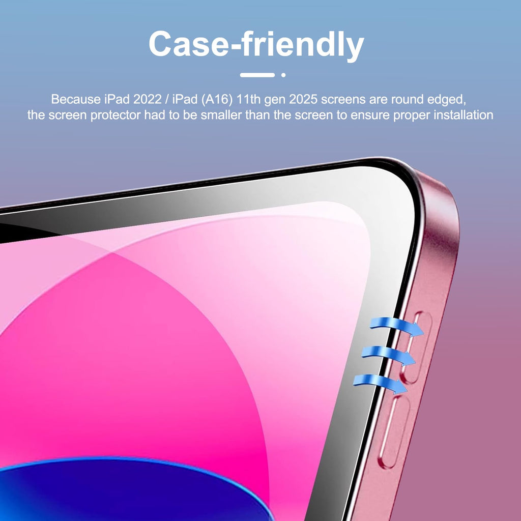 NEW'C 2 Pack Designed for iPad (A16) 11th Generation 2025, iPad 10th Generation 10.9 inches 2022 Screen Protector Tempered Glass, Bubble Free, Ultra Resistant (Easy Installation Frame)