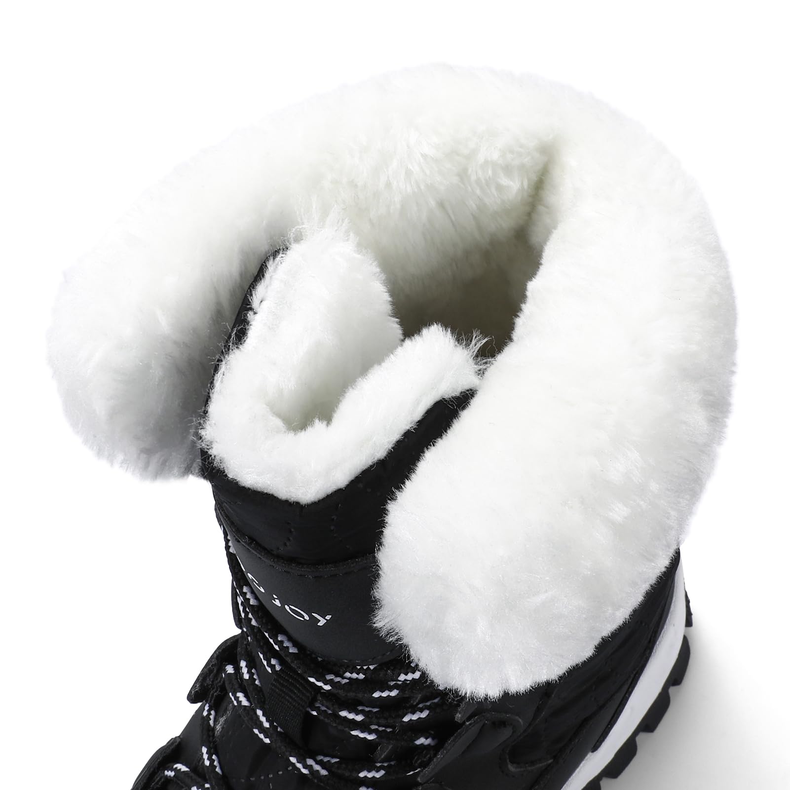 COOJOY Womens Winter Snow Boots Waterproof Shoes Walking Comfortable Hiking Booties Furry Mid Calf Warm Lightweight Black,US8 EU40