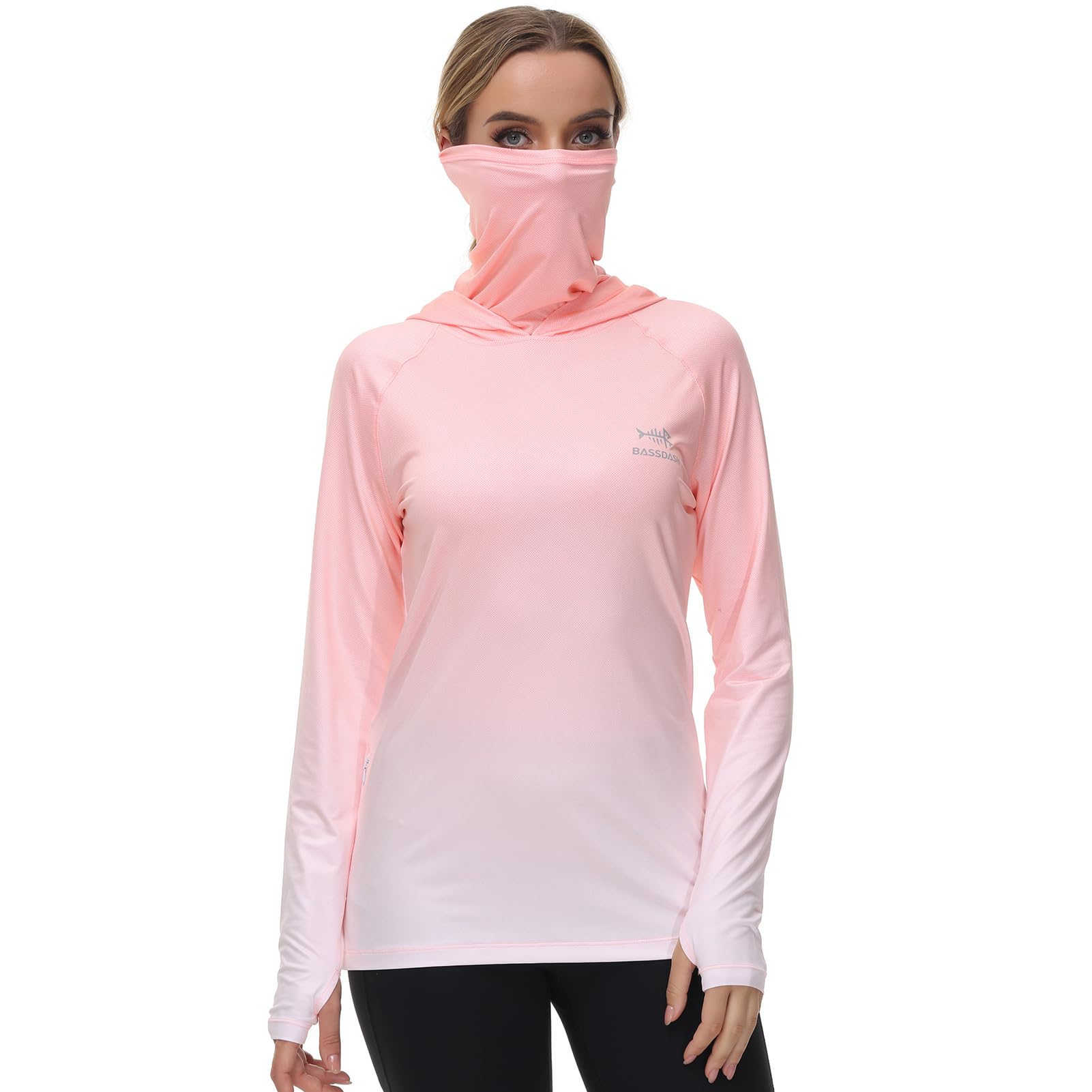 BASSDASH Women's Fishing Hoodie Shirt with Face Mask Thumb Holes UPF 50+ FS23W