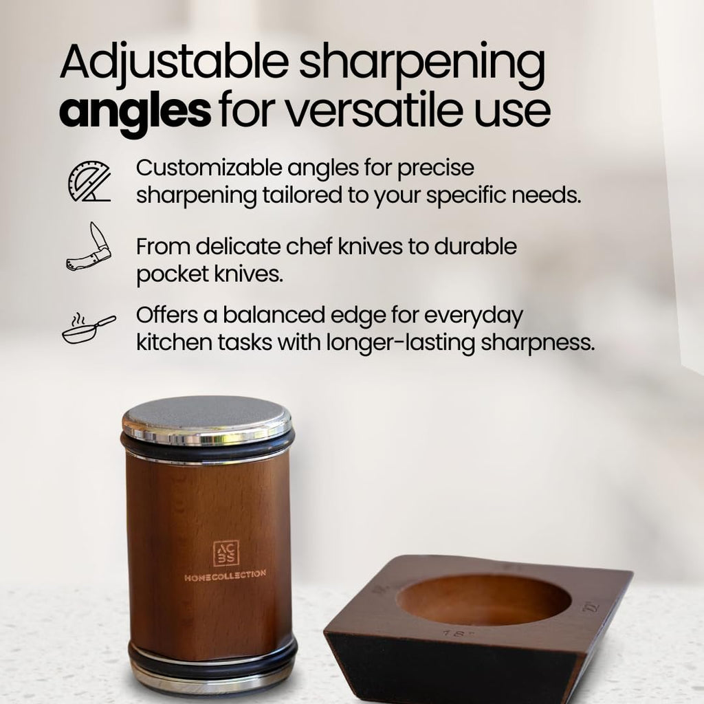 ACBS Home Collection Rolling Knife Sharpener Kit – Manual Knife Sharpeners with Magnetic Holder – Kitchen Knives Sharpener with Diamond & Corundum Discs – 15°, 18°, 20° & 22°