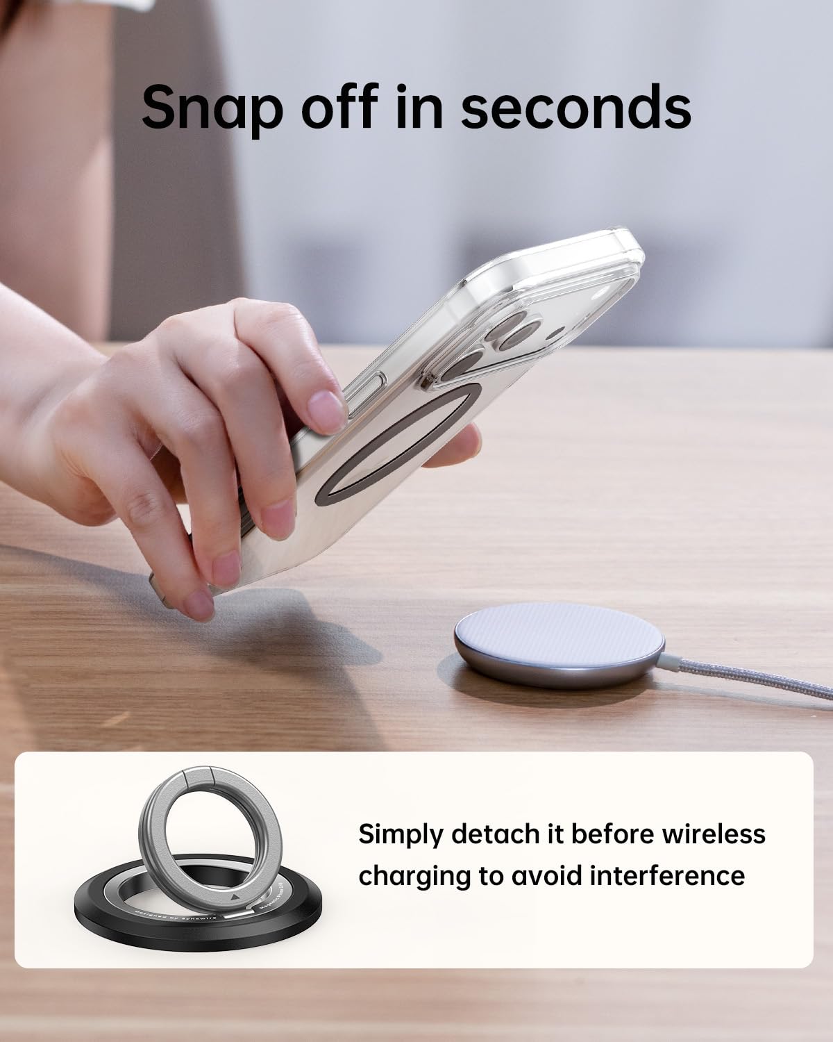 SYNCWIRE Magnetic Phone Ring Holder, for MagSafe Phone Grip Stand Kickstand