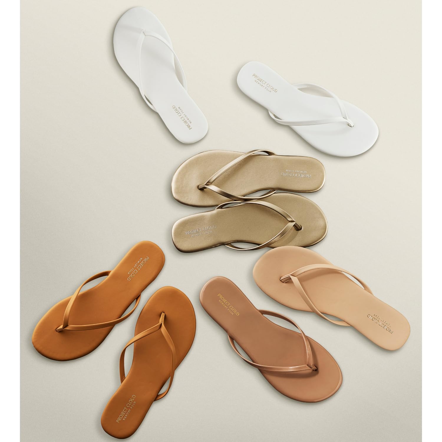 Project Cloud Flip Flops for Women Footwear- Lightweight and Memory Foam Insole Sandals for Women 2026 - Durable Non-Slip Beach Essentials Flats for Women Sandals (Foundations, Beige, 8)