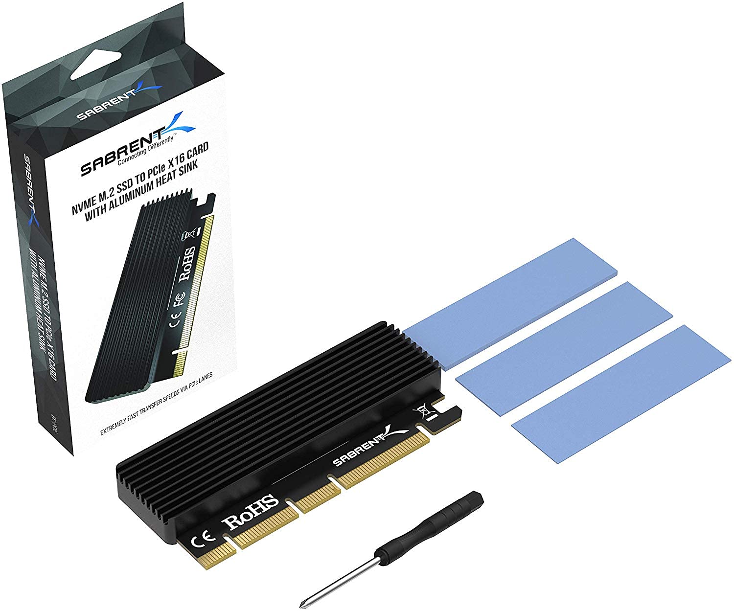 SABRENT M.2 NVMe SSD to PCIe X16/X8/X4 Adapter Card with Aluminum Heatsink, Easy Install, Supports 2230/2242/2260/2280, Not Compatible with SATA or PCIe x1 (EC-PCIE)