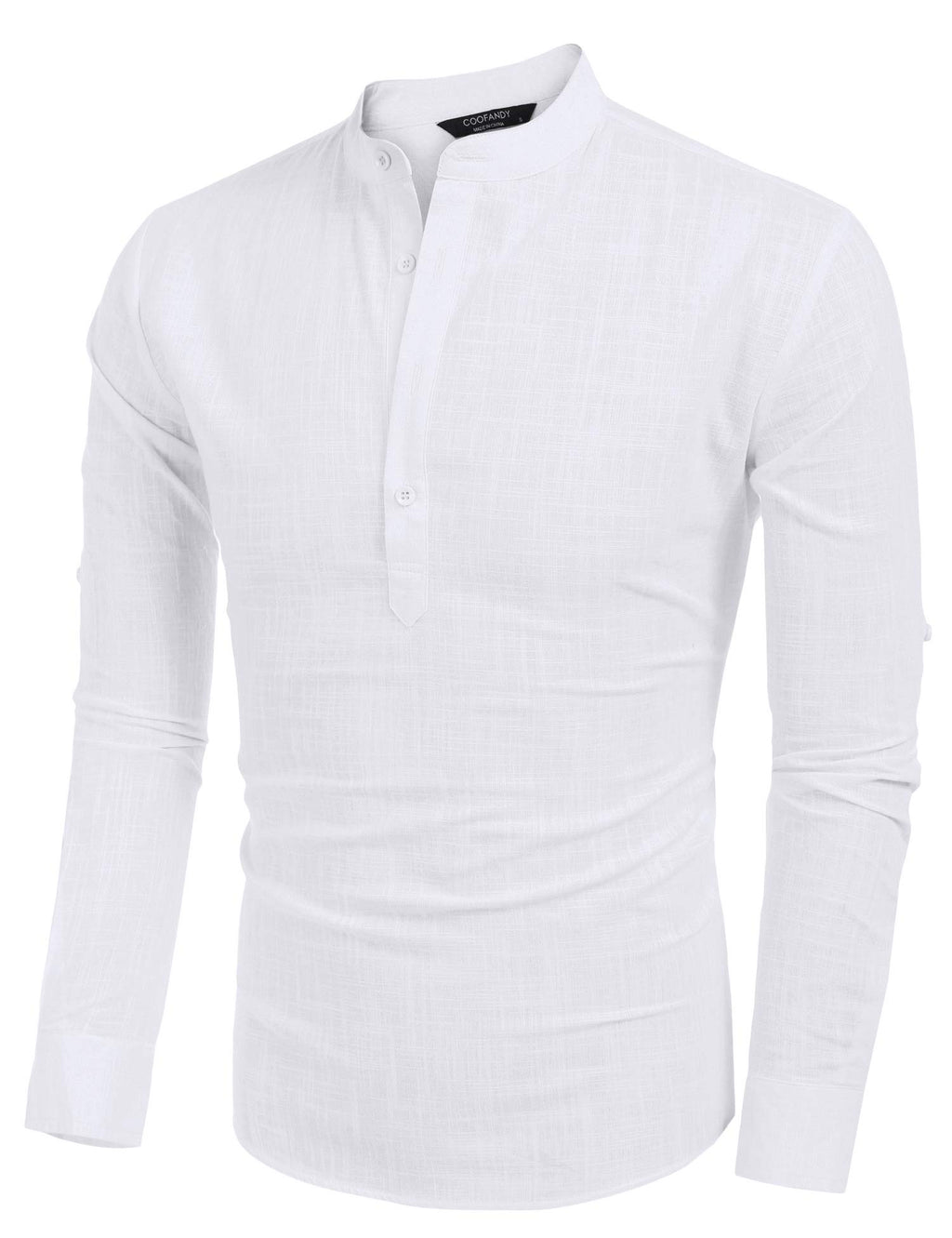 COOFANDY Men's Cotton Linen Shirts Long Sleeve Casual T-Shirts Hippie Summer Beach Tops