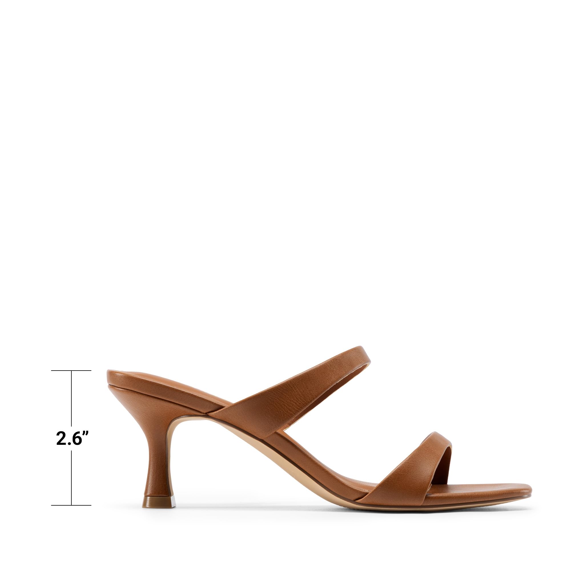 DREAM PAIRS Women's Low Kitten Heels Square Toe Two Strap Heeled Sandals Dress Casual Summer Mules Shoes,Size 6,Brown,SDHS26012W