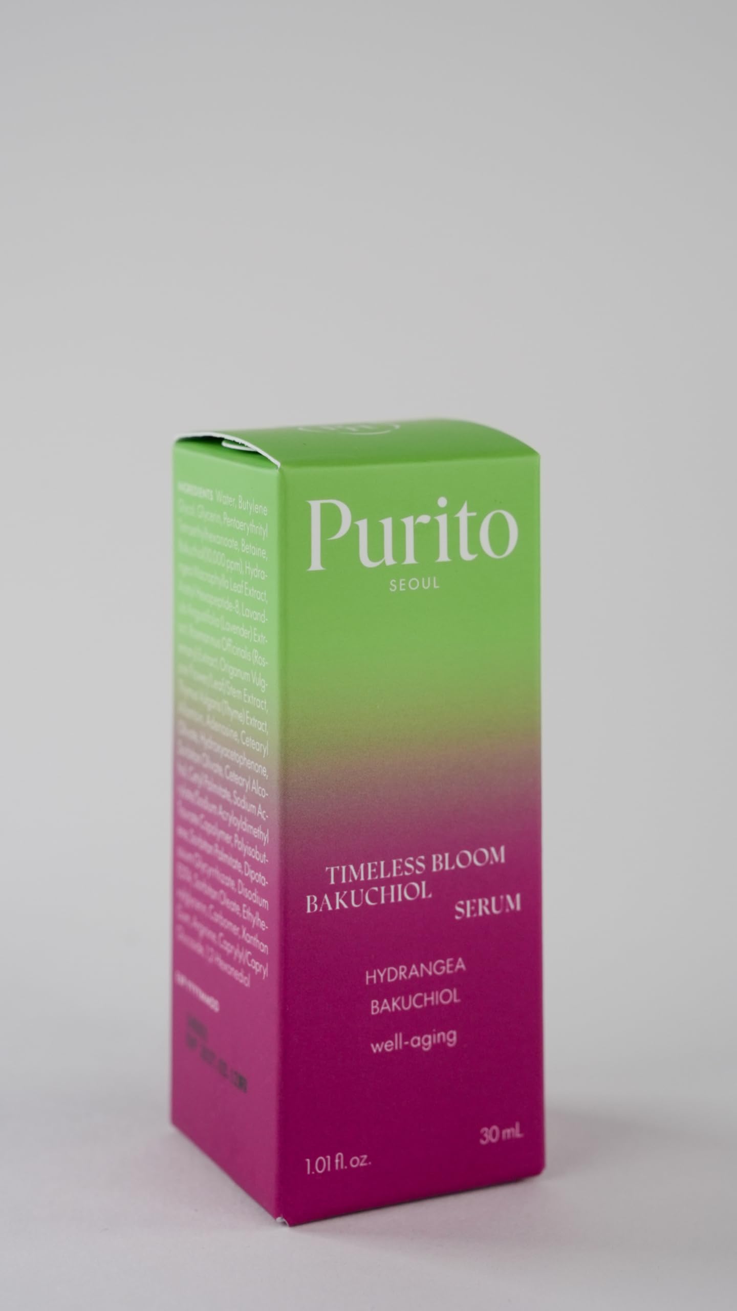 PURITO SEOUL Timeless Bloom Bakuchiol Serum, Korean Jeju Hydrangea, for Sensitive Skin, Ampoule, Fine Line Reduction, Anti Aging Facial Serum for face, K-Beauty, 30ml 1fl.oz