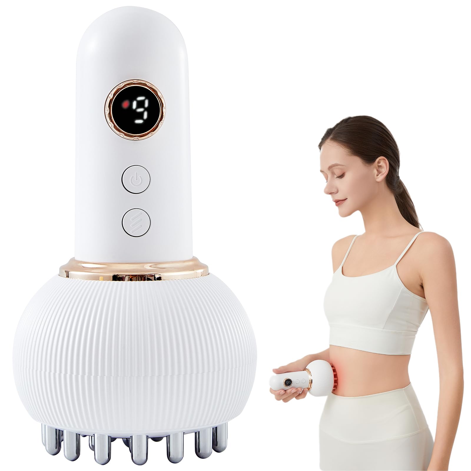 Paiaito Lymphatic Drainage Massager & Anti Cellulite Massage Tool, Helps Reduce Stretch Marks & Cellulite, for Legs, Arms & Belly, Body Sculpting Machine with Microcurrent, Light, Heat & Vibration