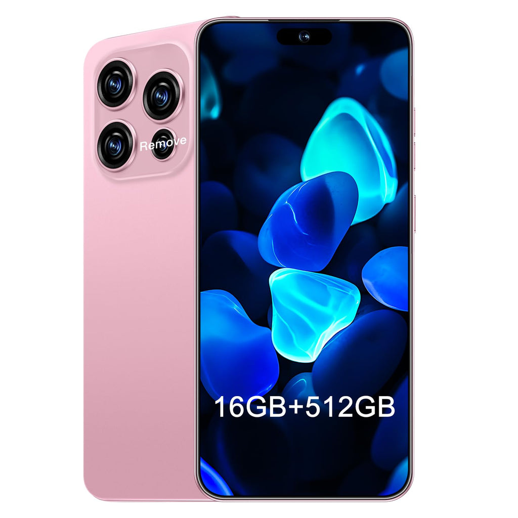 QPWOEIB 16PM 5G Cell Phone,Smartphone Unlocked Cell Phone 16GB+512GB/6.99" Display/68MP+108MP Camera/7000 mAh Battery Super Endurance, Dual SIM Card/Face Unlock/GPS (Pink)