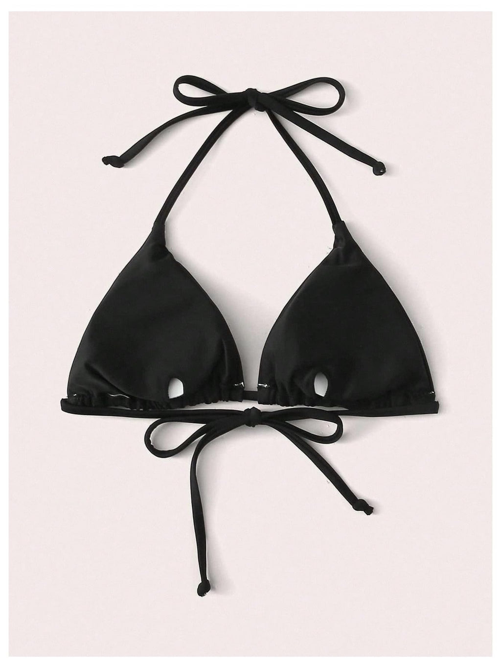 WDIRARA Women's Solid Triangle Bikini Top Sexy Halter String Micro Bathing Suits Tops Black Small