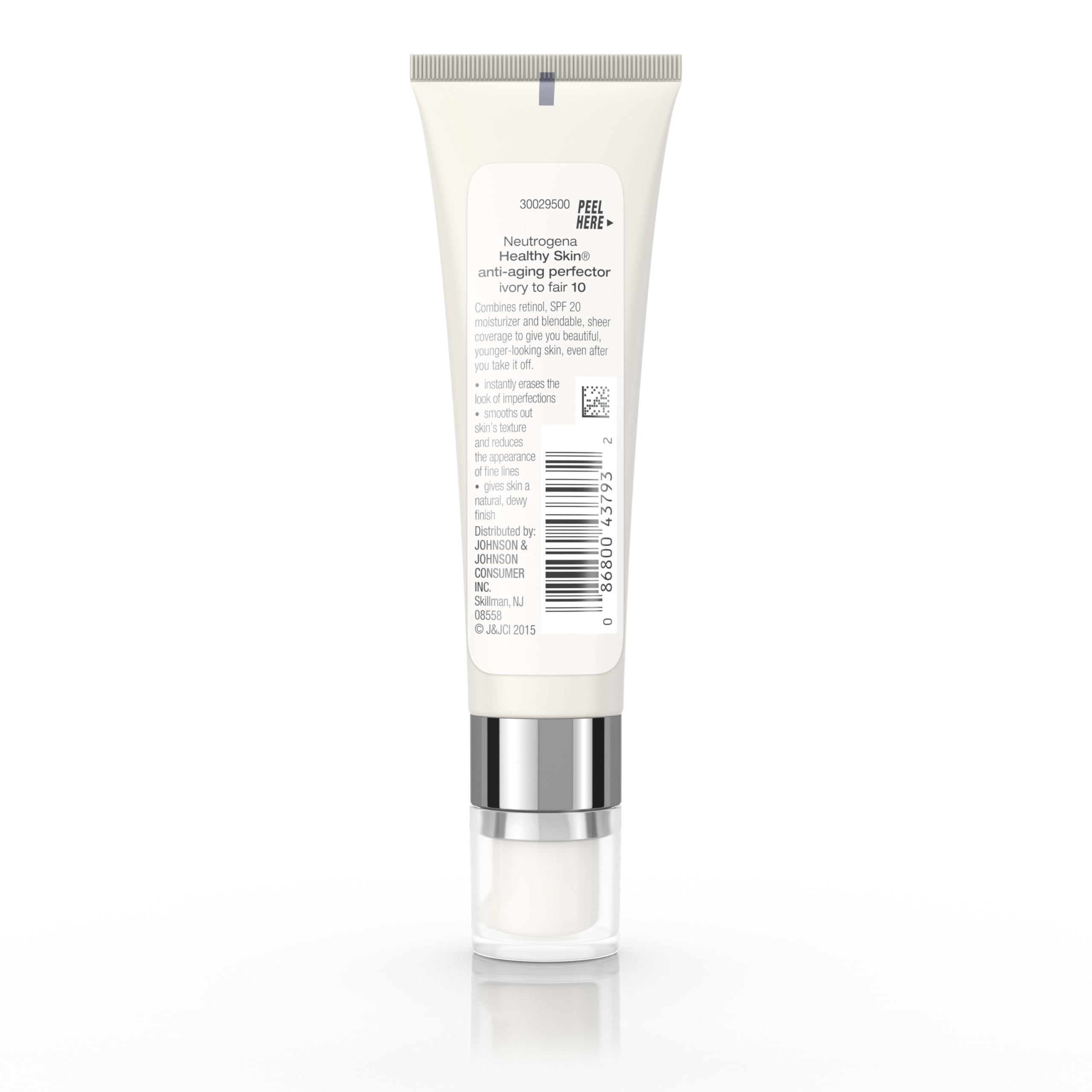 Neutrogena Healthy Skin Anti-Aging Perfector Tinted Facial Moisturizer and Retinol Treatment with Broad Spectrum SPF 20 Sunscreen with Titanium Dioxide, 10 Ivory to Fair, 1 fl. oz