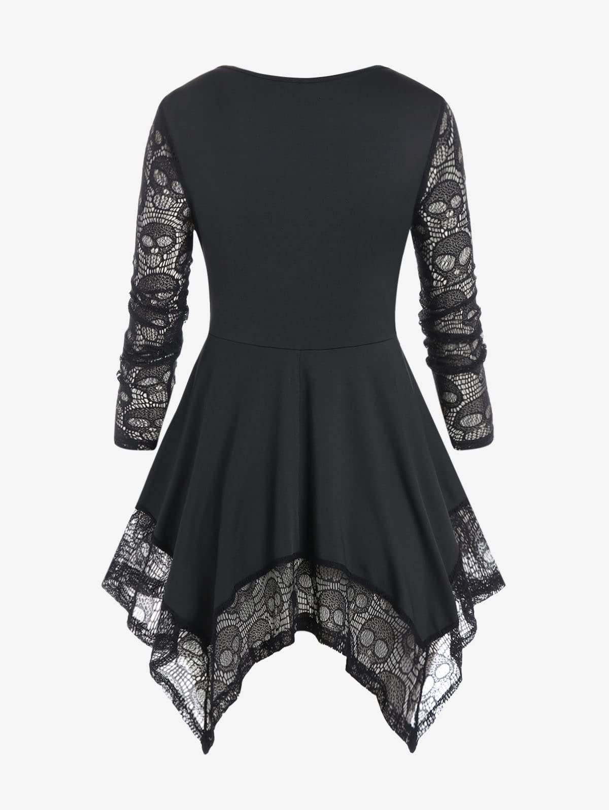 ROSE GAL Womens Plus Size Tunic Tops Fall Casual Long Sleeve T-Shirt Goth Shirt V Neck Loose Blouses Swing Tunic(Black_7/1X)