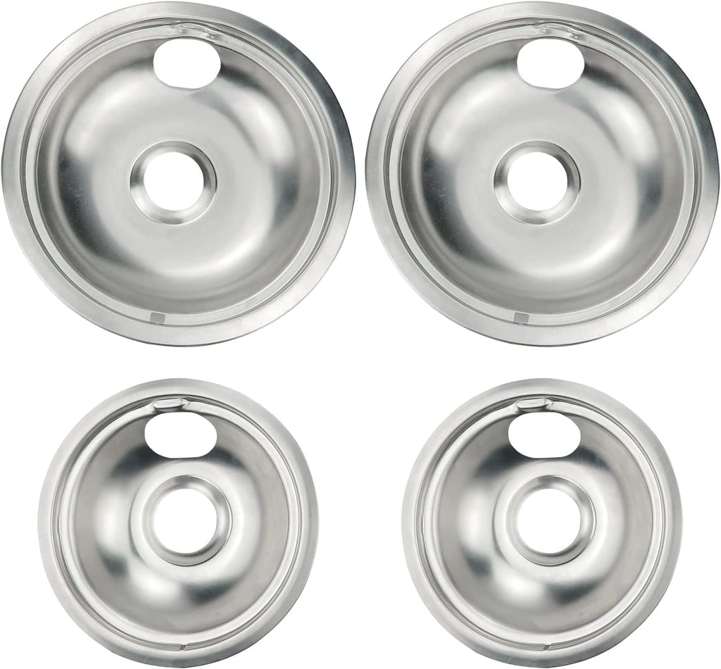 Mejiao Stove Burner Covers,Replacement Chrome Drip Pans for Frigidaire Kenmore 316048413 and 316048414,4 pcs (4x6")