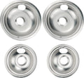 Mejiao Stove Burner Covers,Replacement Chrome Drip Pans for Frigidaire Kenmore 316048413 and 316048414,4 pcs (4x6")