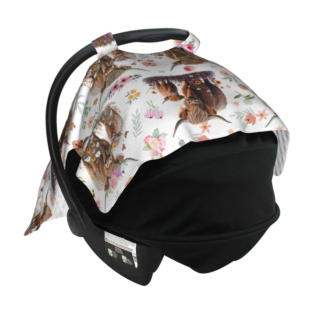 Highland Cow Baby Car Seat Canopy Cover Multi Use Nursing Cover for Newborn Car Seat Canopy Mom Nursing Breastfeeding Covers Newborn Shower Gifts