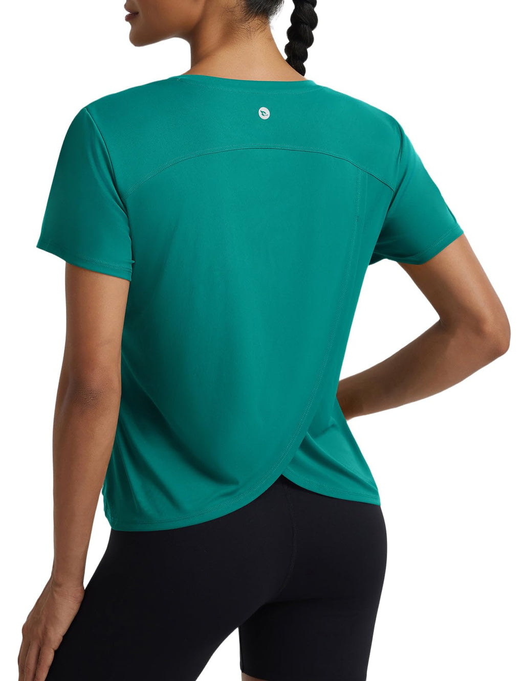 baleaf Women's Short Sleeve Workout Shirts Athletic Tops Sun Protection Breathable T-Shirts Quick Dry Gym Running Tennis Green M