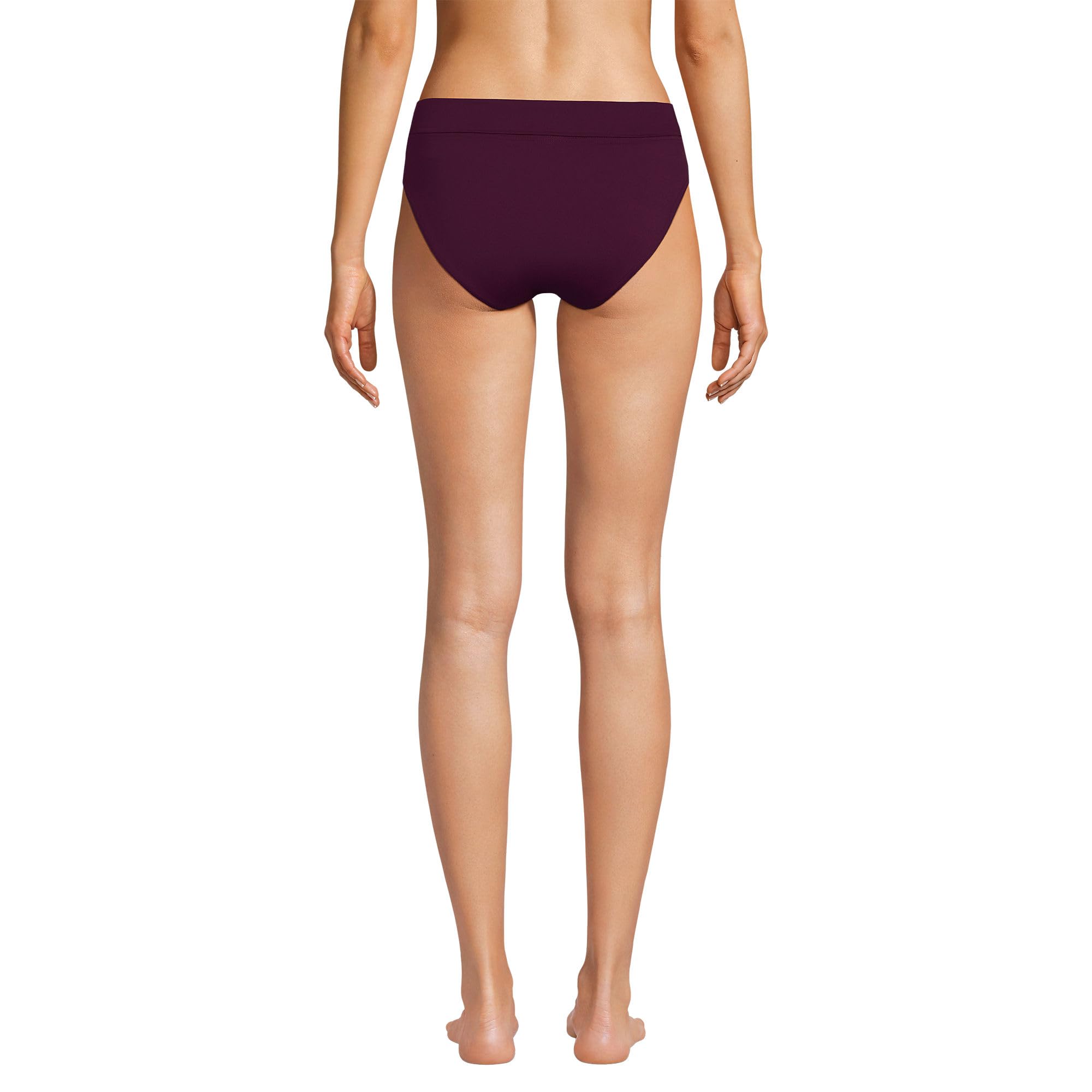 Lands' End Women's Pinchless High Waisted Bikini Bottoms 2 Dark Wine