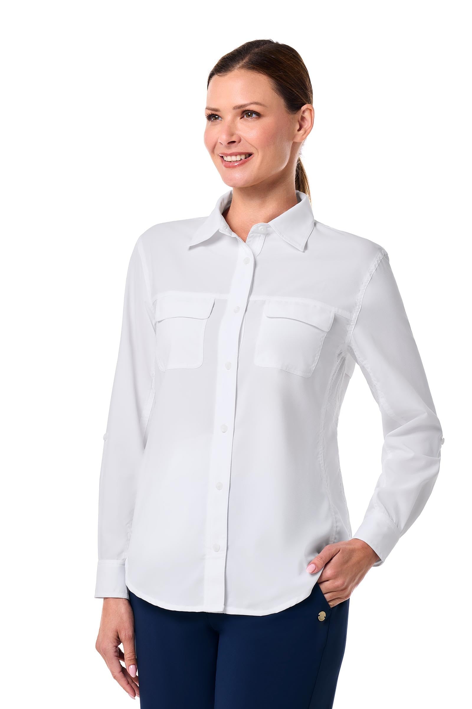 Coolibar UPF 50+ Women's Mylitta Travel Shirt - Sun Protective White