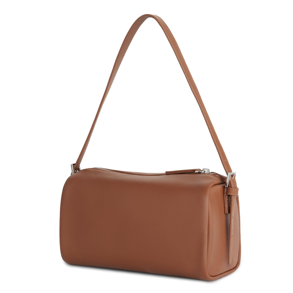 befen Brown Leather Crossbody Bag for Women, Small Genuine Leather Hobo Purse, Soft Top Grain Leather Barrel Bag with RFID Card Slots
