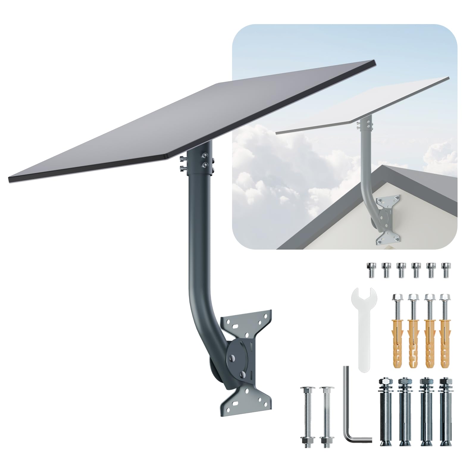 for Starlink Gen 3 Roof Mount, Metal Alloy Starlink Standard 4/4X/V3 Mounting Kit with Starlink Gen 3 Wall/Pipe Adapter, Angle Adjustable (Curved)