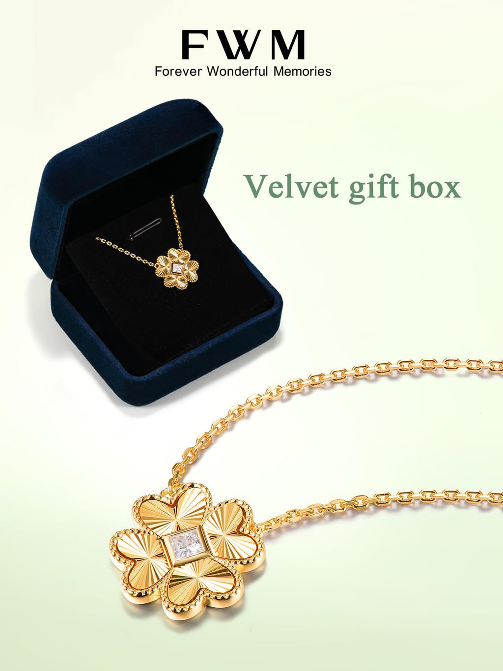 Moissanite Flower Pendant Necklace for Women Sterling Silver Simple Floral Simple Gold Necklace