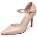 CELLENZ Women High Heels Pumps: Closed Toe Stiletto Heel - Dressy Dress Casual Shoes - Nude Formal Graduation Office Pump Shoe Size 8.5