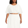 Lands' End Women's Cotton Gauze Dolman Sleeve Crop Cover Up Top Large Chalk White