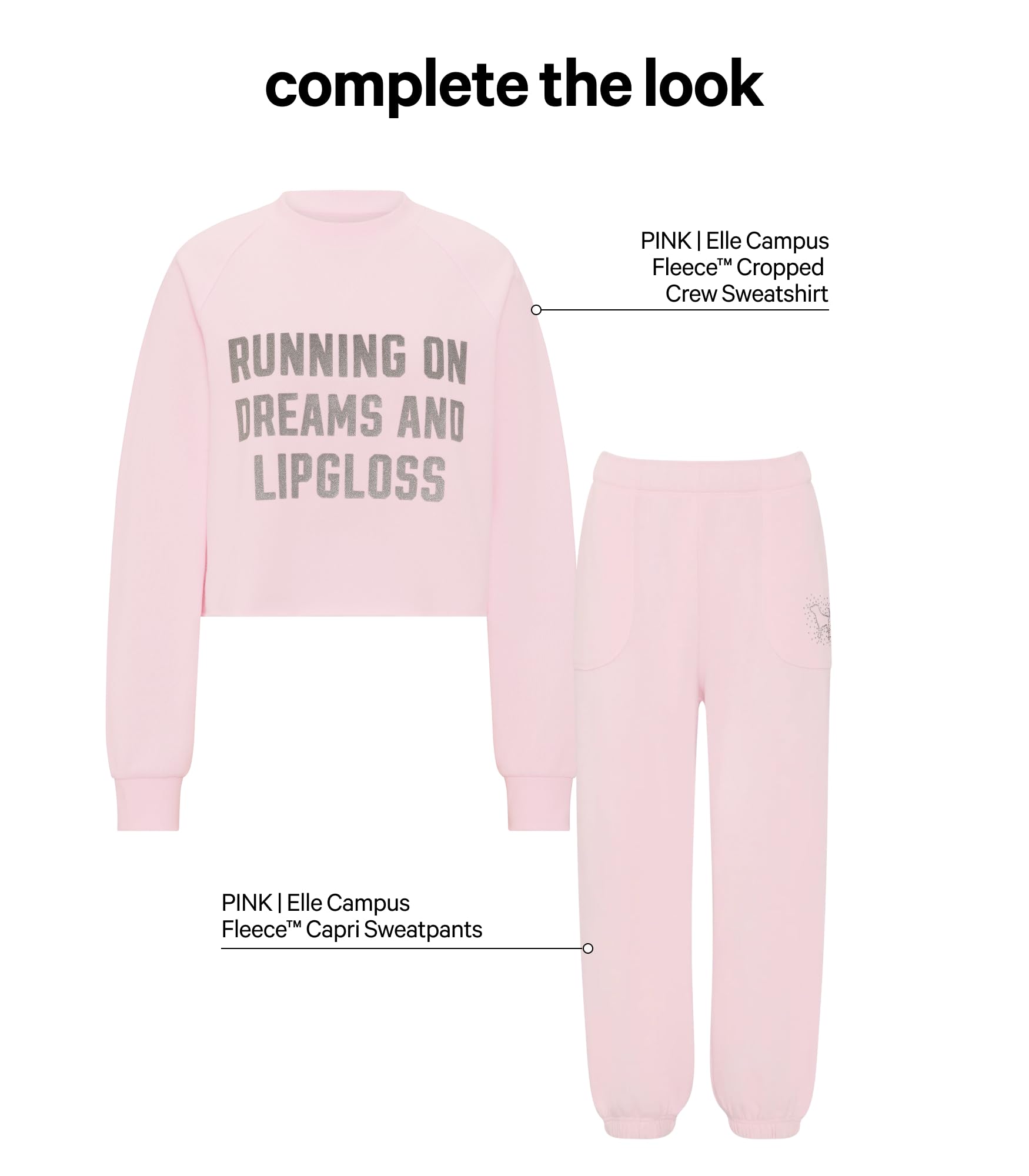 Victoria's Secret PINK | Elle Campus Fleece™ Cropped Crew Sweatshirt, Pink Tulip, M