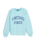 vineyard vines Surf Terry Crewneck with Collegiate Logo, Shallow Sea, XS