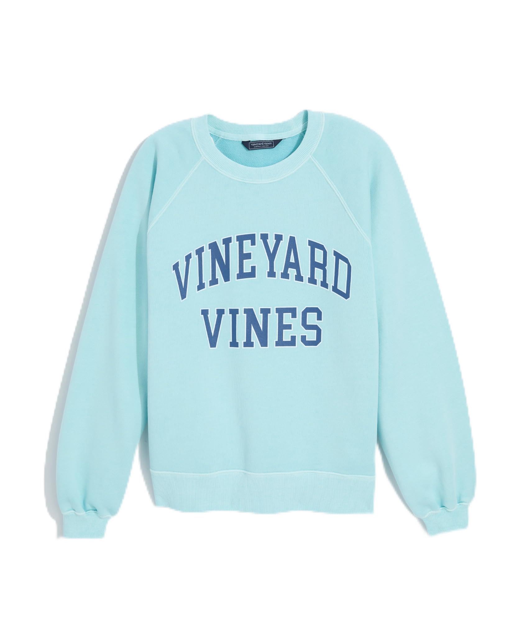 vineyard vines Surf Terry Crewneck with Collegiate Logo, Shallow Sea, XS