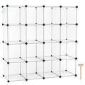 C&AHOME Cube Storage Organizer, 16-Cube Shelves Units, Plastic Storage Cubes, DIY Closet Organizer, Modular Closet Storage Shelves Ideal for Home, 48.4" L × 12.4" W × 48.4" H Transparent SUM3016W