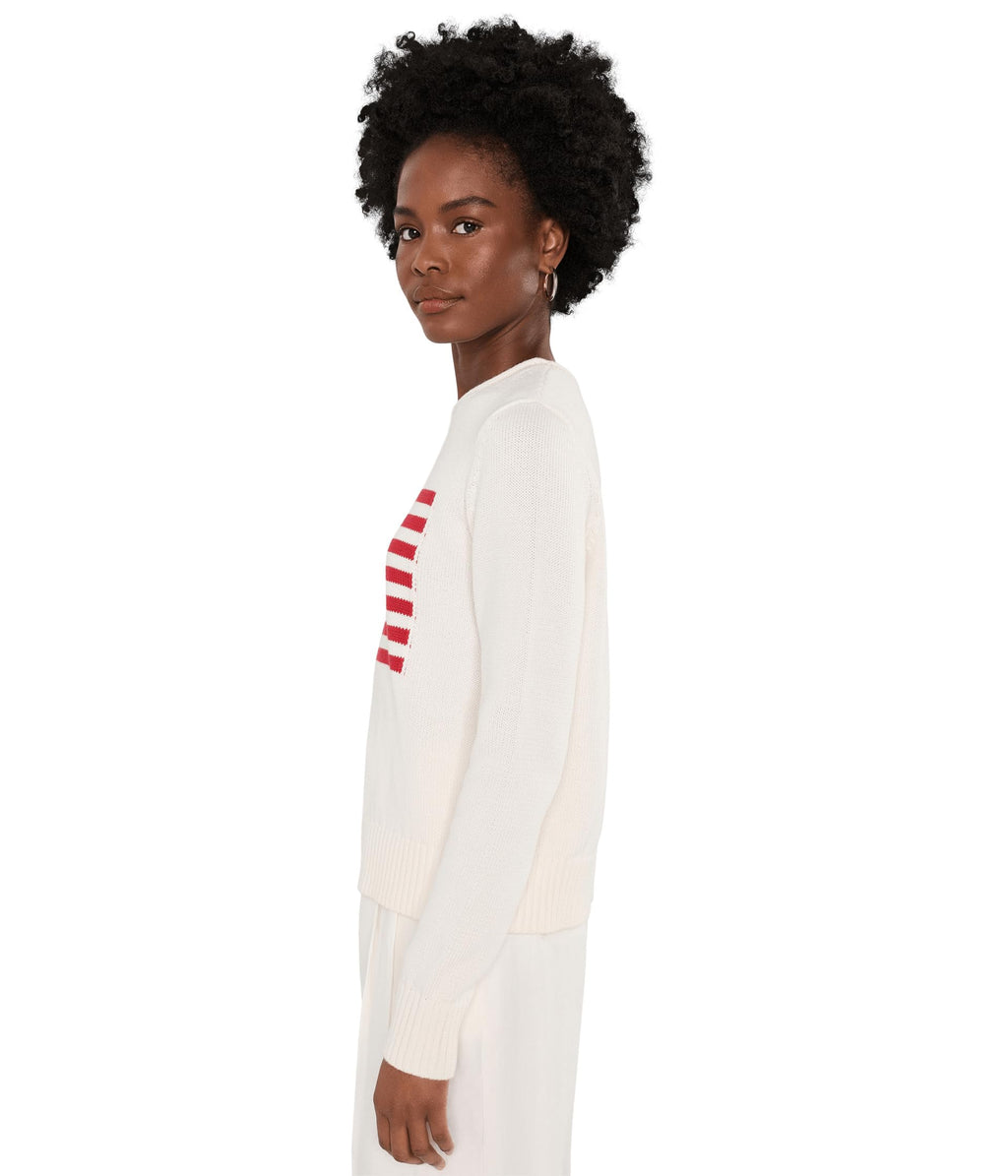 vineyard vines Katie Cotton Americana Rollneck Sweater, White Cap, M