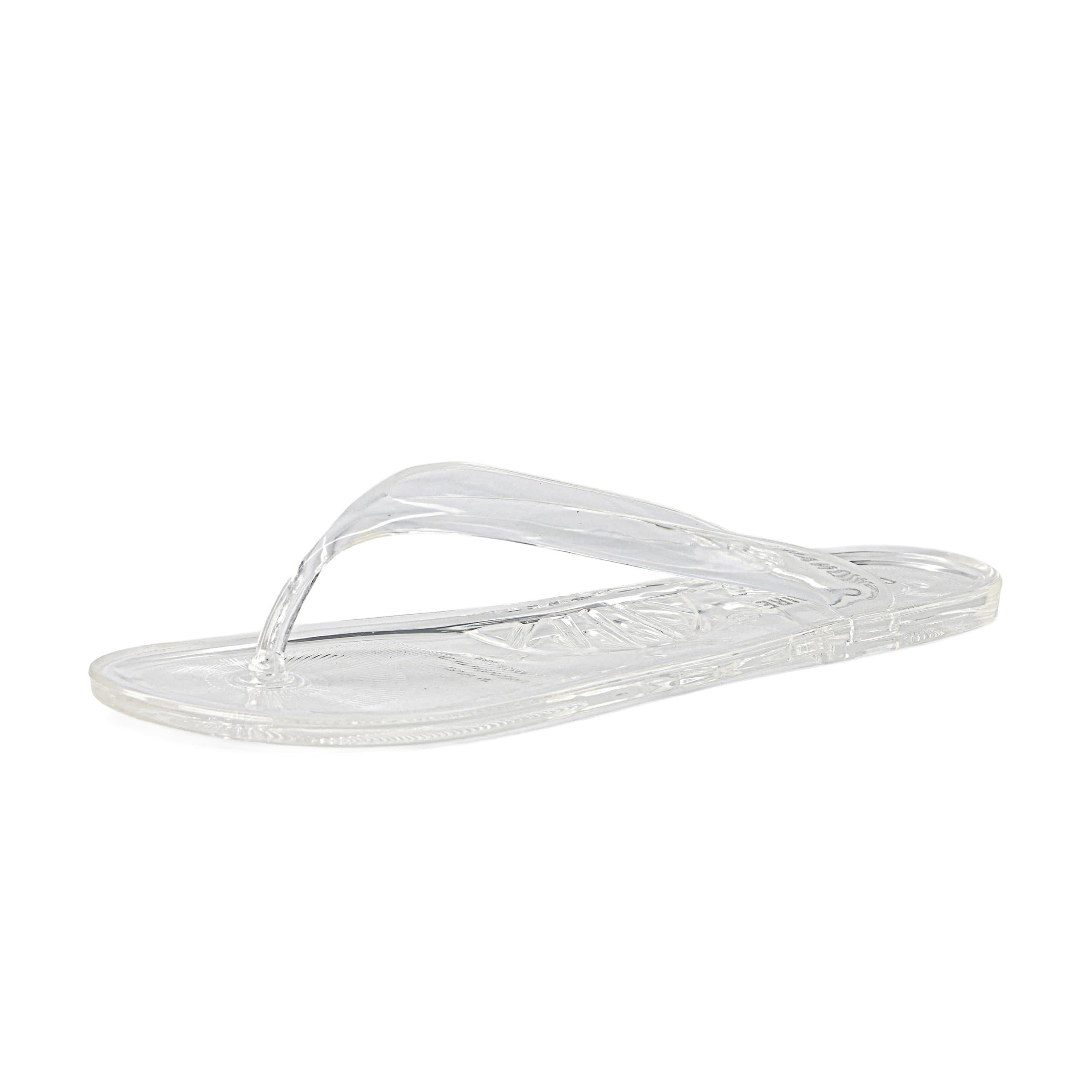 CUSHIONAIRE Splash Jelly Flip Flops for Women With Flexible Sole, Soft Footbed Summer Sandals for Women 2026, CLEAR 11