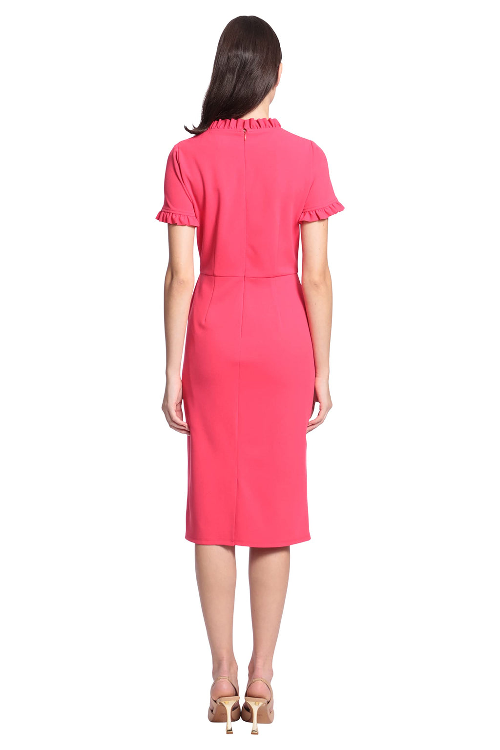 Maggy London Women's Ruffle Collar Slant Pocket Sheath Dress