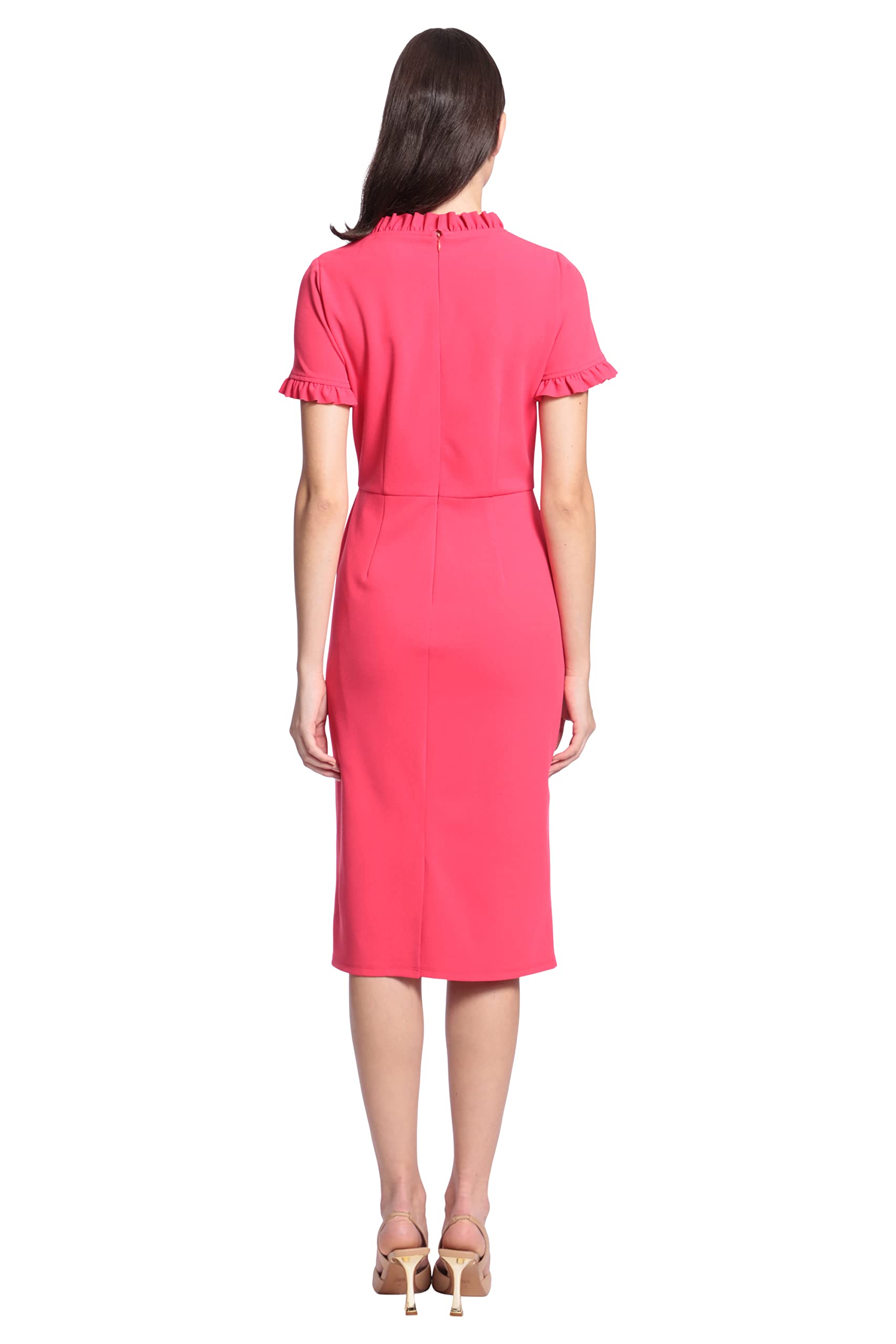 Maggy London Women's Ruffle Collar Slant Pocket Sheath Dress