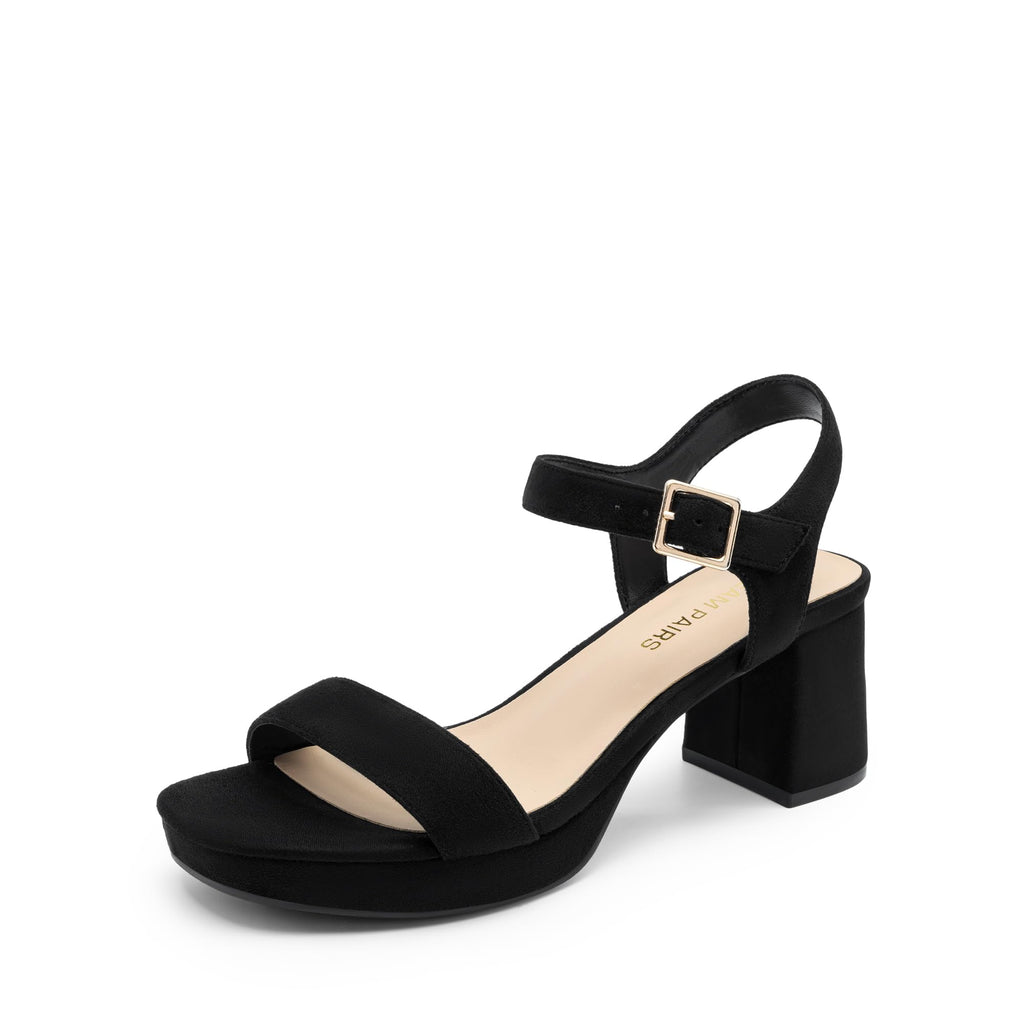 DREAM PAIRS Women's Platform Heels Block Chunky Open Toe Ankle Strap Heel Fashion Wedding Party Dress Sandals Shoes,Size 7,Black-Suede,DWUMHS2507