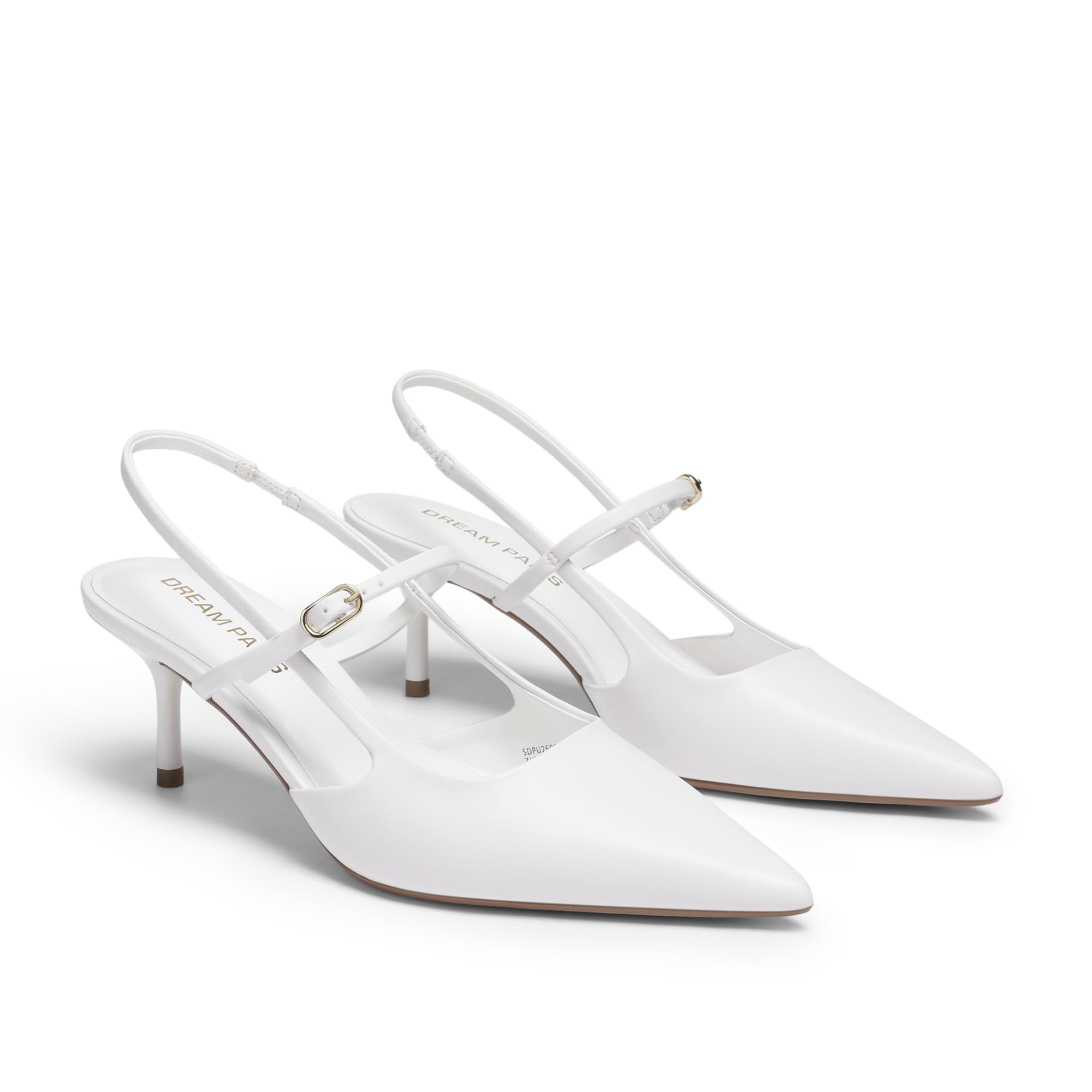 DREAM PAIRS Mary Jane Shoes Women Kitten Slingback Pointed Closed Toe Heels Dress Party Casual Comfortable Pumps Shoes,Size 7,White,SDPU26014W