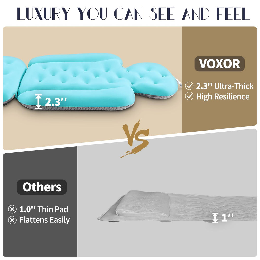 Full Body Bath Pillow for Bathtub, Thick Bathtub Cushion with Laundry Bag, Luxury Tub Pillow for Bath for Headrest Neck and Back Support Ocean Blue 51" x 16"