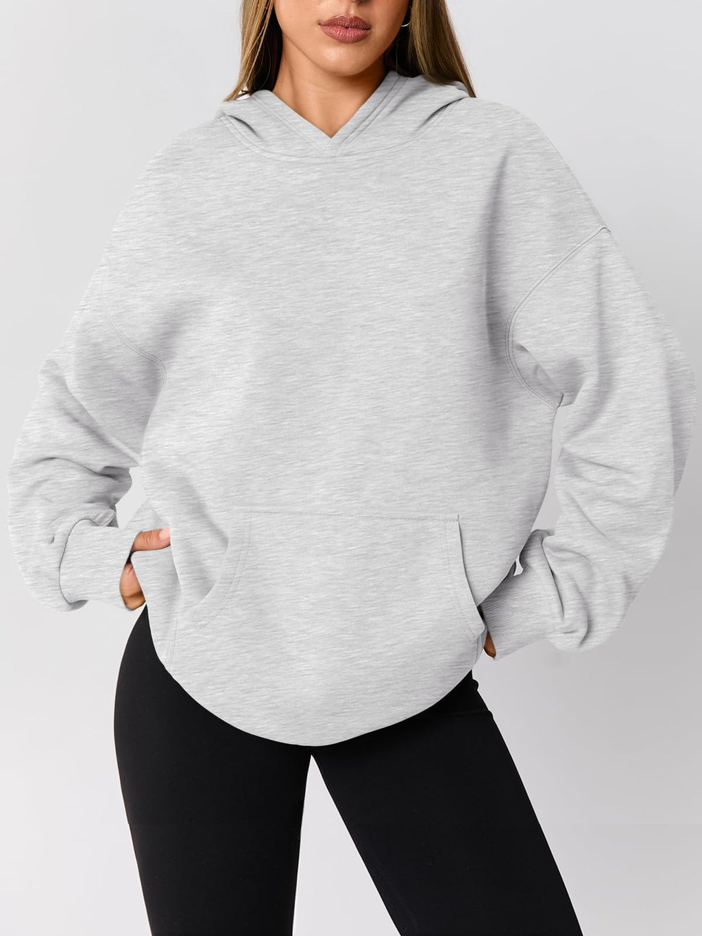 AUTOMET Womens Oversized Hoodies Fleece Trendy Sweatshirts 2026 Pullover Grey M