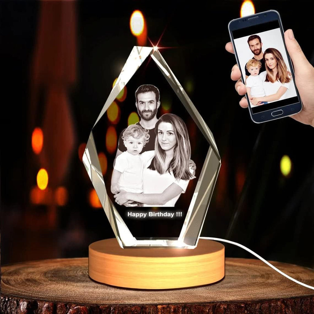 A&B Crystal Collection Iceberg Personalized 3D Engraved Photo (Wedding, Memorial, Mother's Day, Valentine's, Christmas, Personalized) (Iceberg)