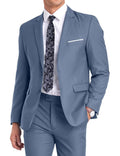 Fxzpiodi Mens 2 Piece Suit Slim Fit Business Wedding Groomsman Suit for Prom Dinner Tuxedo Suit Jacket Pants Denim Blue XL