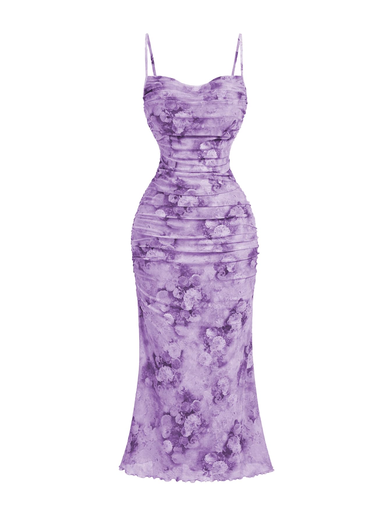 GORGLITTER Women's Floral Spring Summer Wedding Guest Dress Bridal Shower Cocktail Tea Party Beach Midi Sun Dress 2026 Purple Floral Print Small