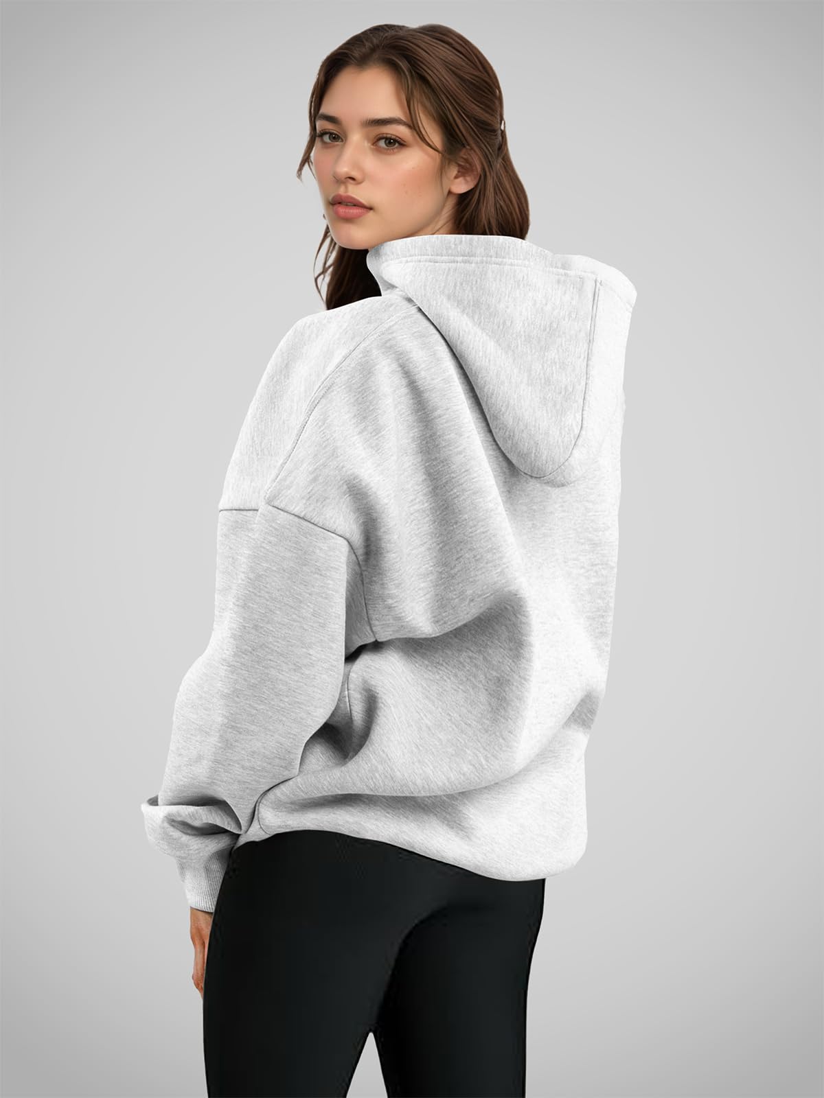 XPIZH Hoodies for Women Sweatshirts Sweaters Fleece Pullover Oversized Long Sleeve Crewneck Shirts Fall Winter Outfits with Pocket Grey
