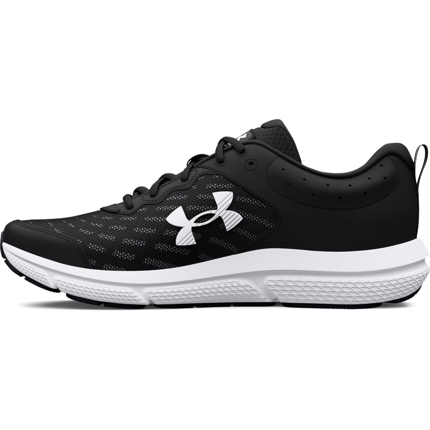 Under Armour Men's Charged Assert 10 Shoes, (001) Black/Black/White, 10.5