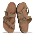 Project Cloud 100% Genuine Leather Womens Sandals -Lightweight Womens Slides Memory Foam Insole & Cork Footbed Sandals Women - Non-Slip Beach Essentials Summer Sandals for Women 2026(Lian,CHSTNUT,9)