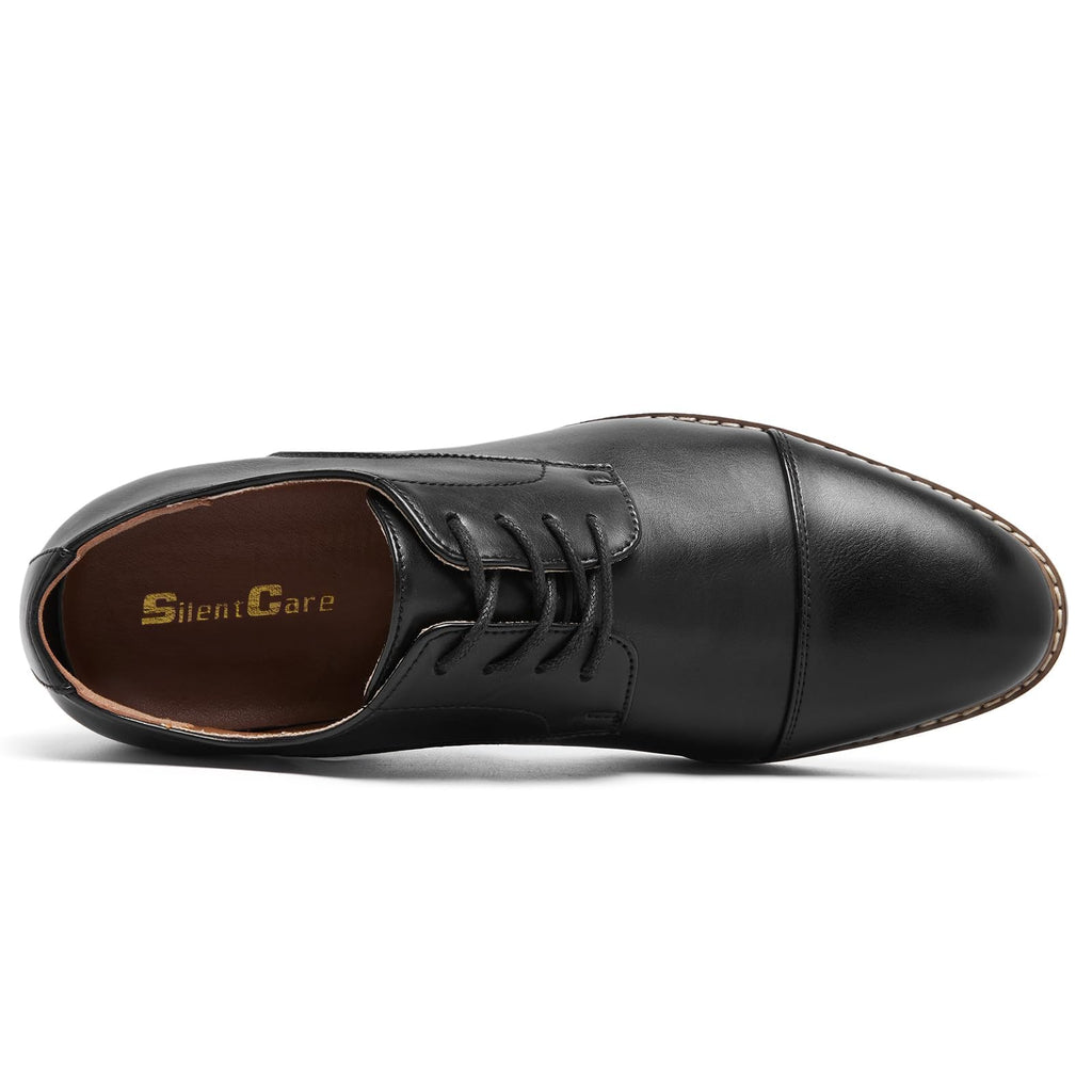 SILENTCARE Men's Oxford Black Dress Shoes Formal Business Comfortable Classic Wingtip Lace Up Shoes