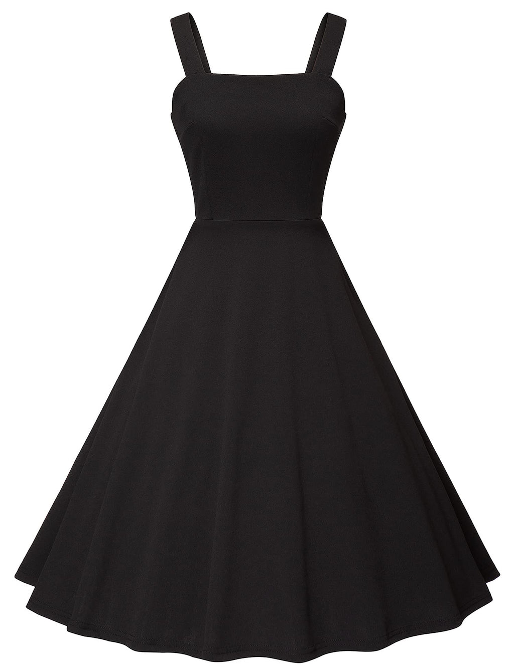 Milreason 1950s Dresses for Women Vintage Goth Swing Cocktail Dress with Pockets and Chiffon Shawl Black