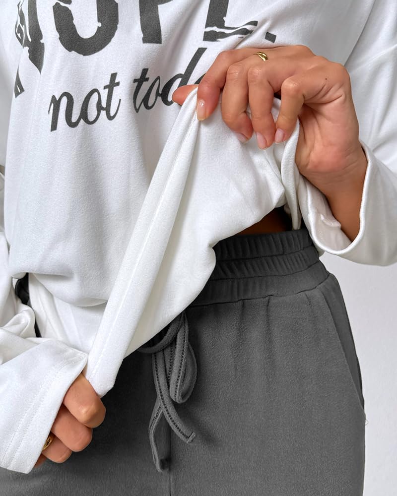 CHICME Womens Tracksuit Fall 2 piece Outfits Pants Set-Gray-Large