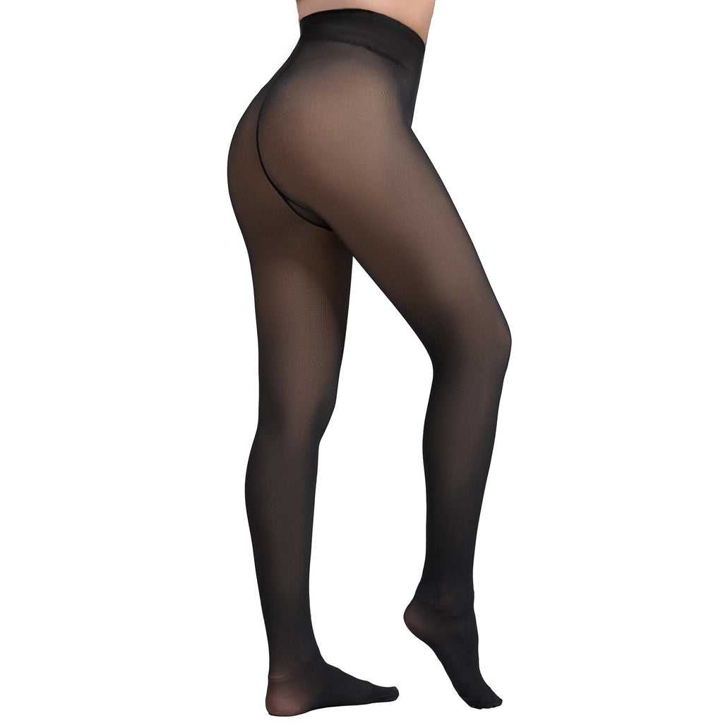 Apriddeo 2025 One-Seam Fleece Lined Tights More Warmth Fake Translucent Pantyhose High Waist Thermal Legging Women