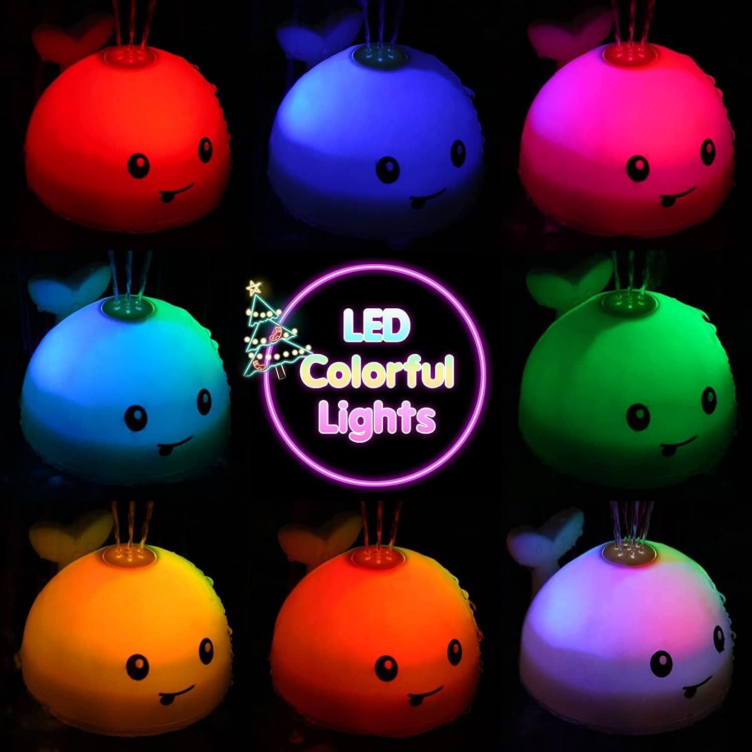 Gigilli Bath Toys for Kids Ages 1-3, Baby Bath Toys 1 2 3 Year Boy Girl Valentines Gifts for Babies 6-12-18 Months, Light Up Whale Bath Toy Sprinkler Toddler Birthday Bathtub Fountain Pool Water Toy